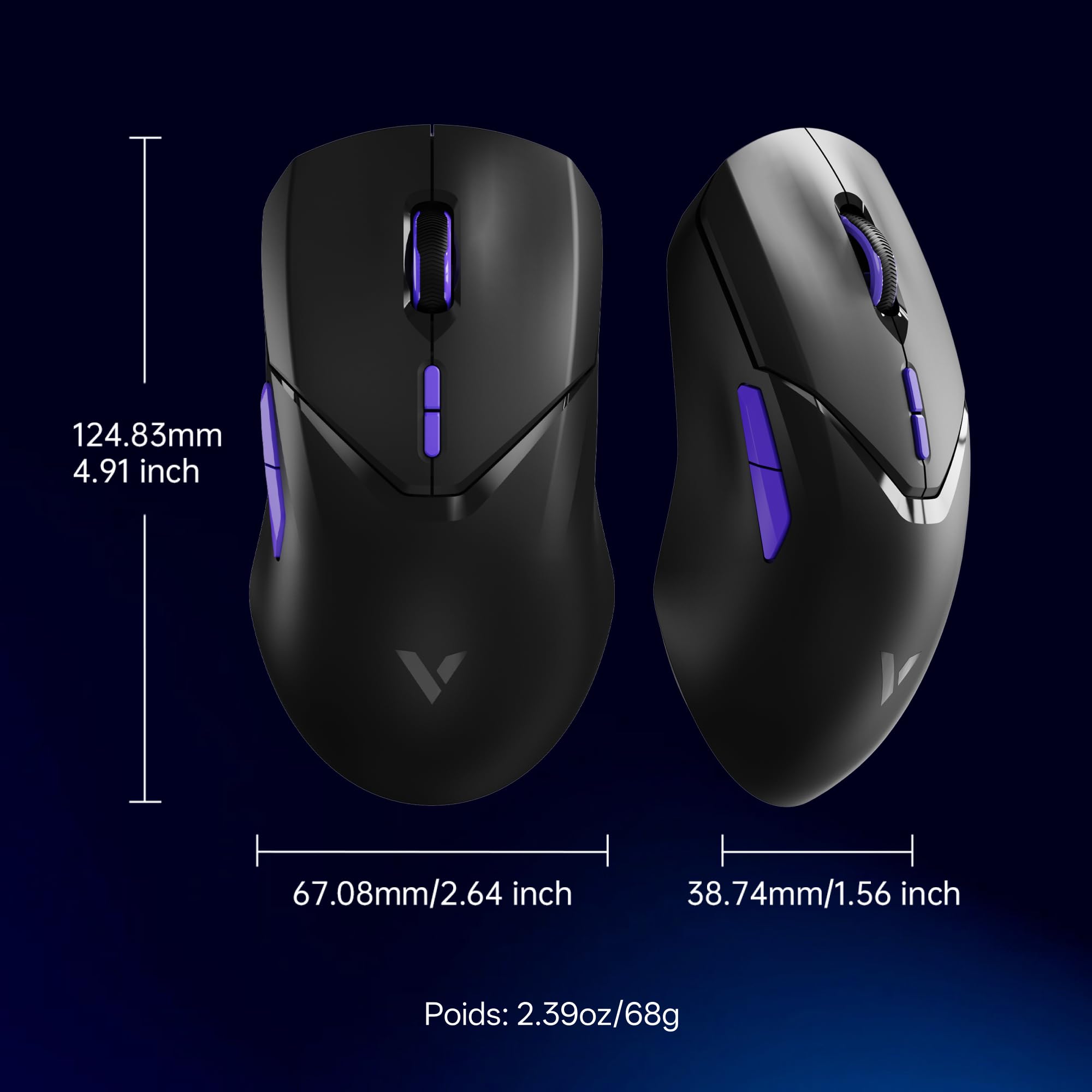 Rapoo VT9Pro 4K Souris Gamer sans Fil Ultralégère 68g, Paw 3398 26000 DPI