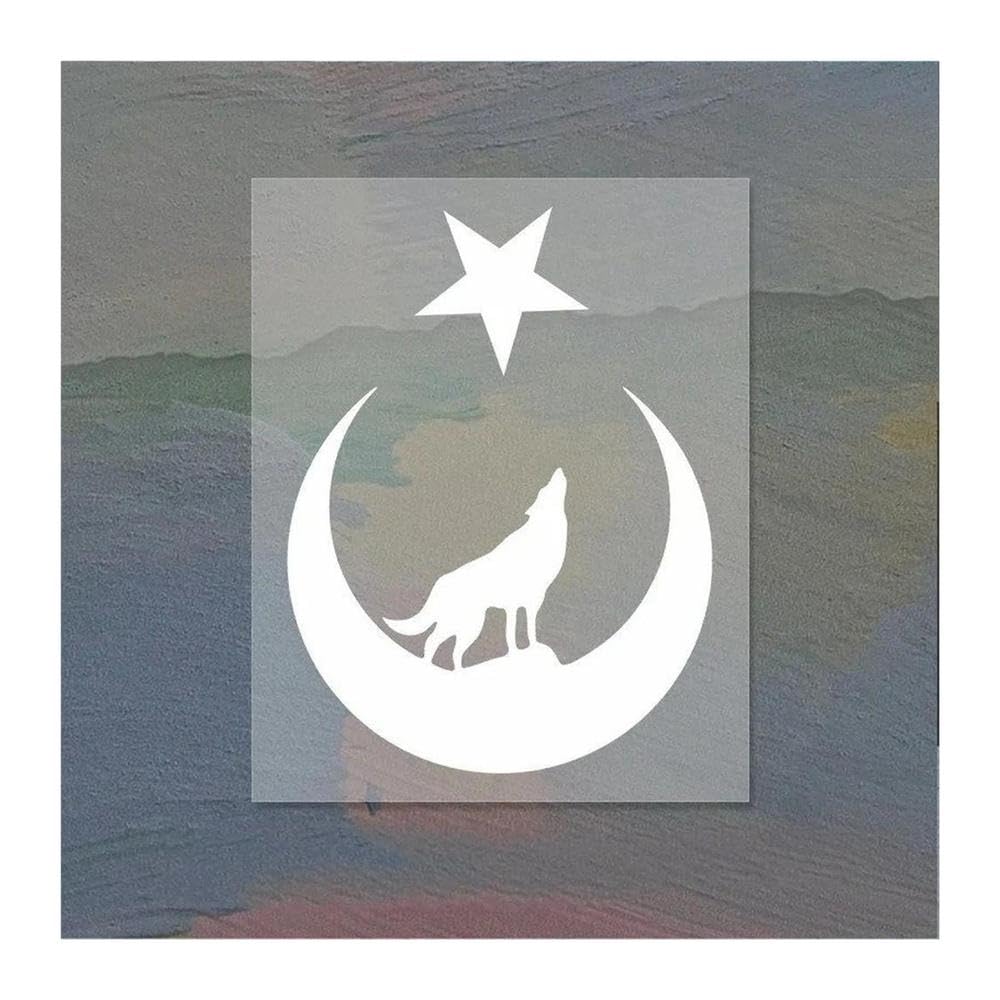 Wolf and Moon Car Sticker Accessories Vinyl PVC(White)