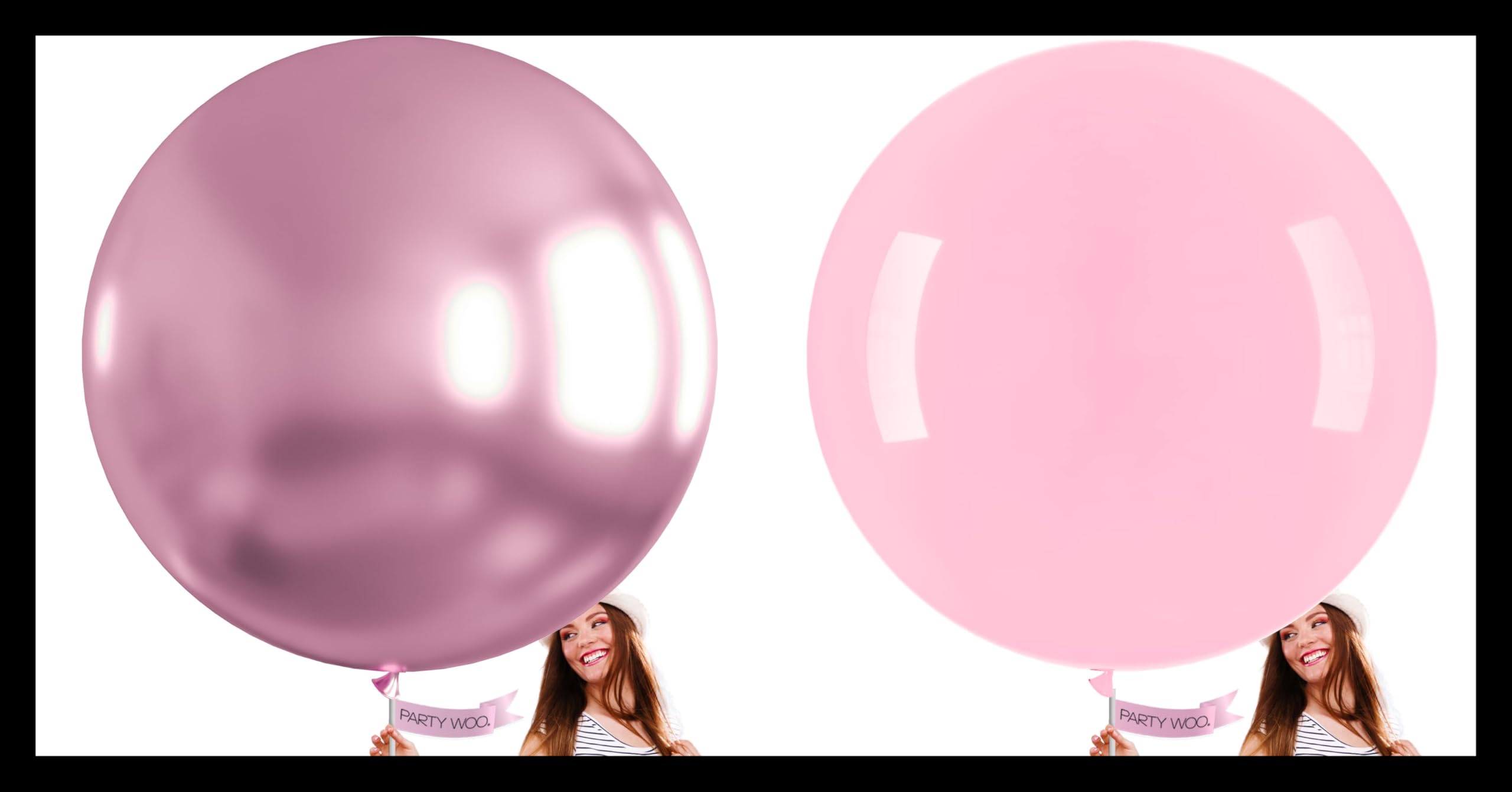 PartyWoo Metallic Pinkish Purple Large Balloons 4 pcs and PartyWoo Pastel Pink Balloons 4 pcs