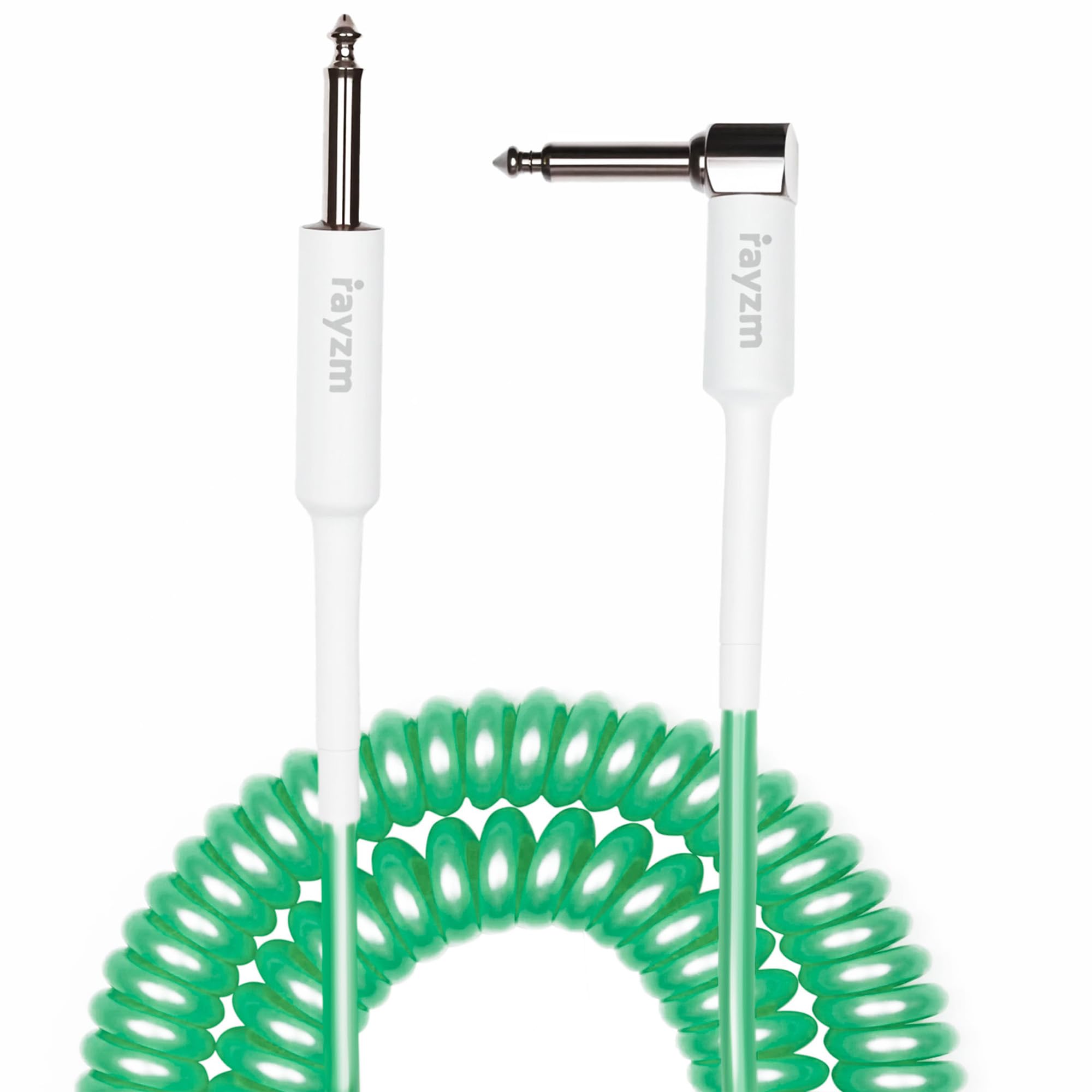 Rayzm Cavo Jack a Spirale per Strumenti, 2 metri di Cavo per Chitarra/Basso. 6,35 mm da angolo retto a dritto cavo per chitarra