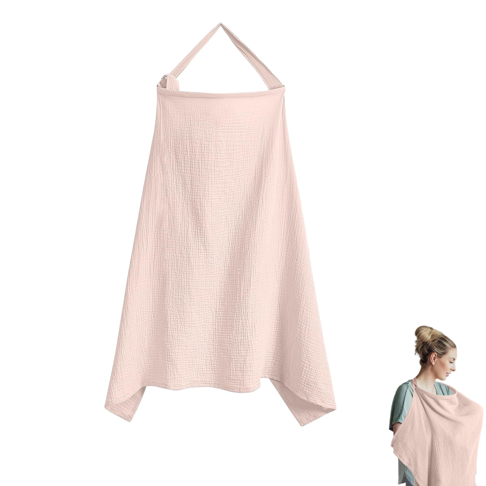 Cubrepecho de Lactancia, Cubierta de Lactancia Materna,100% Puro Algodón, Capa de Lactancia con Correas Ajustables, 360 Grados de Cobertura Total, Cómoda y Transpirable Capa de Lactancia (Rosa)