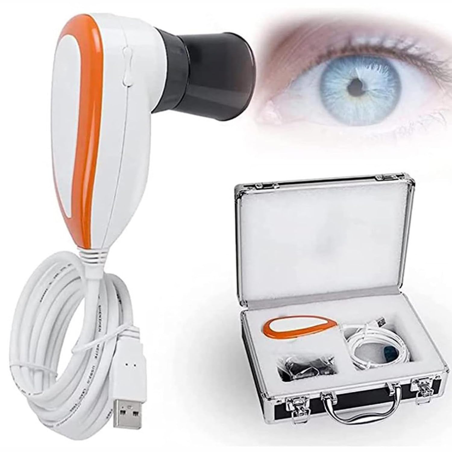 Telecamera di Analisi Dell'iride,Interfaccia USB 2.0 Eye Camera Iriscope,Analizzatore Lampada Sinistra/Destra da 5,0 Milioni di Pixel con Obiettivo Dell'iride 30x E Software di Analisi