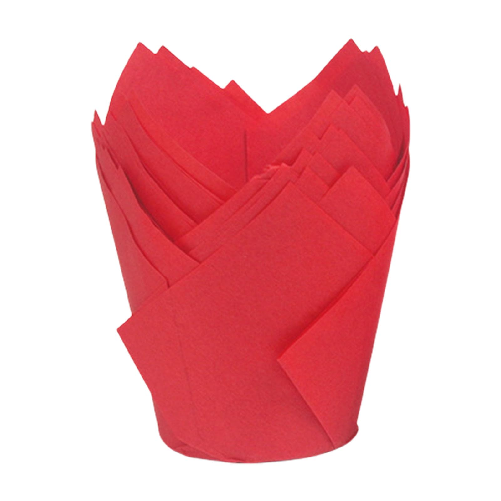 MICFENY 50Pcs Sophisticated Tulips Muffins Cases Greaseproof Cupcake Liners for Baking Christmas Wedding Birthday Party