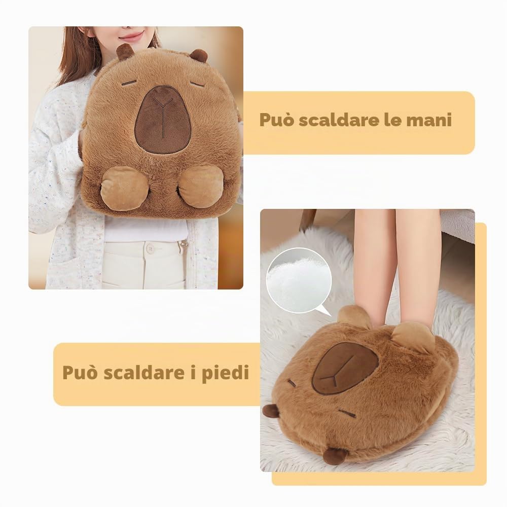 Capybara Scaldapiedi Elettrico, 2 in 1 Scalda Piedi Casa Elettrico, USB Ricarica Piedi Scaldapiedi con 3 Timer e 3 Livelli di Temperatura, Riscaldamento Rapido per Donne Uomini Anziani Ufficio