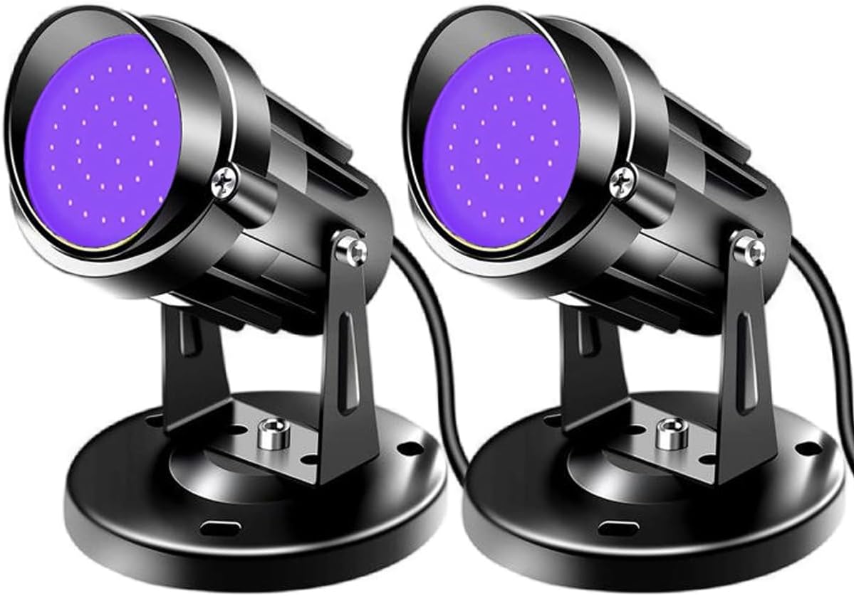Halloween LED Blacklight Spot Lights Indoor 15W Black Spotlight Lamp 120V Accent Blacklighting Indoor Black Uplighting Decor with US Plug with Switch and Round Base(2Pack)