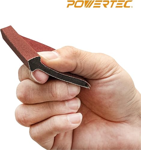 Vista 5 de POWERTEC Lijadora de 21 perfiles, 10 empuñaduras de lijado de contorno con almohadillas de lijado angulares de carpintería para lijado convexo