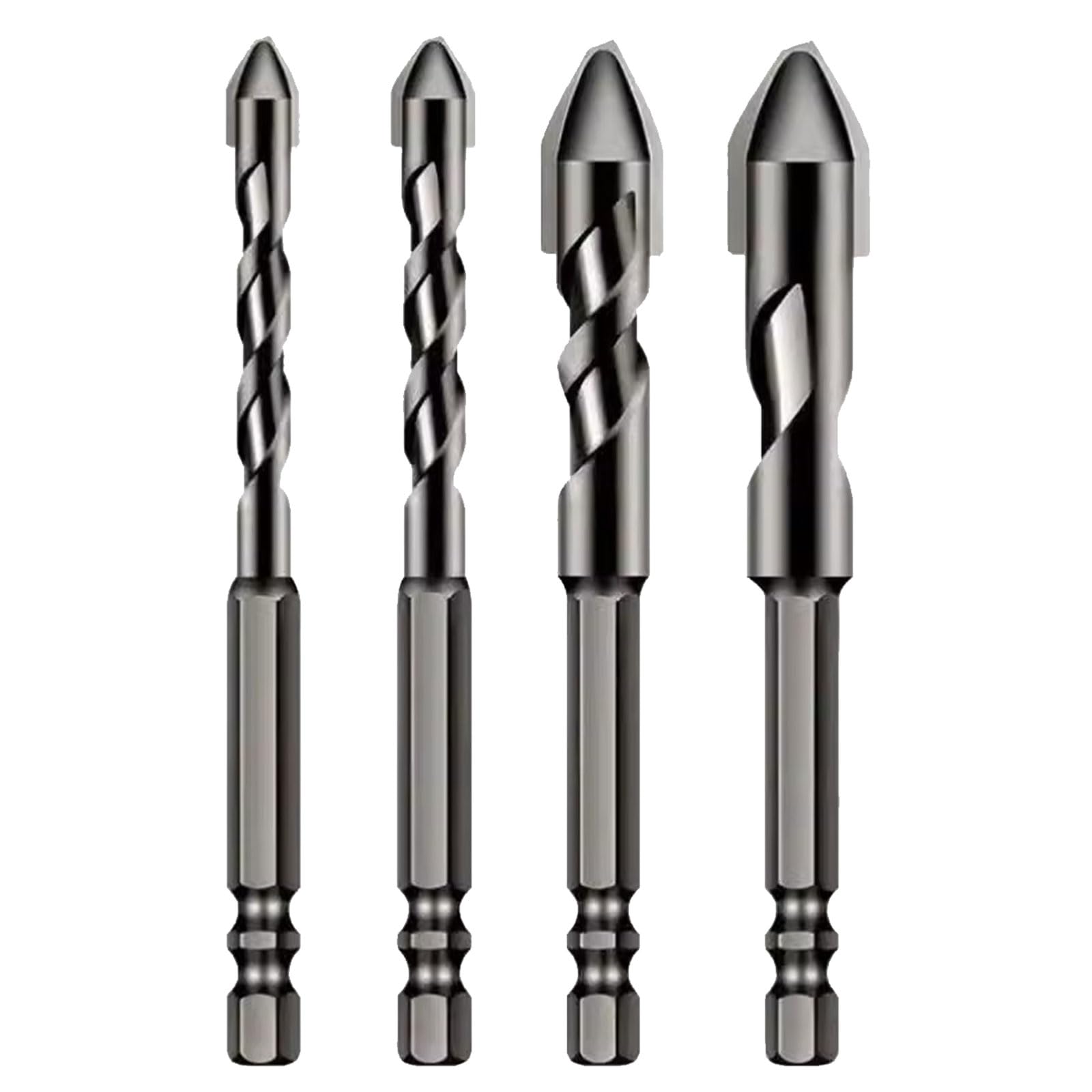 4 x Eccentric Twist Drill Bit, High-Strength Eccentric Twist Drill Bit, High Hardness Skewed Head Eccentric Drill, High Strength Oblique Head Eccentric Drill Bit, Eccentric Drill for Tile,Brick