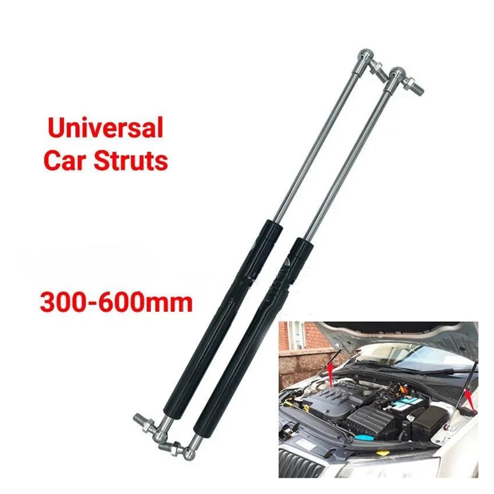Gasfeder 2PCS Universal 600N 300/350/400/450/500/550/600mm Strut Bars Gas Frühling Unterstützung Wohnwagen Tür Fenster Luken Boot Bus Gasdruckdämpfer(600mm)