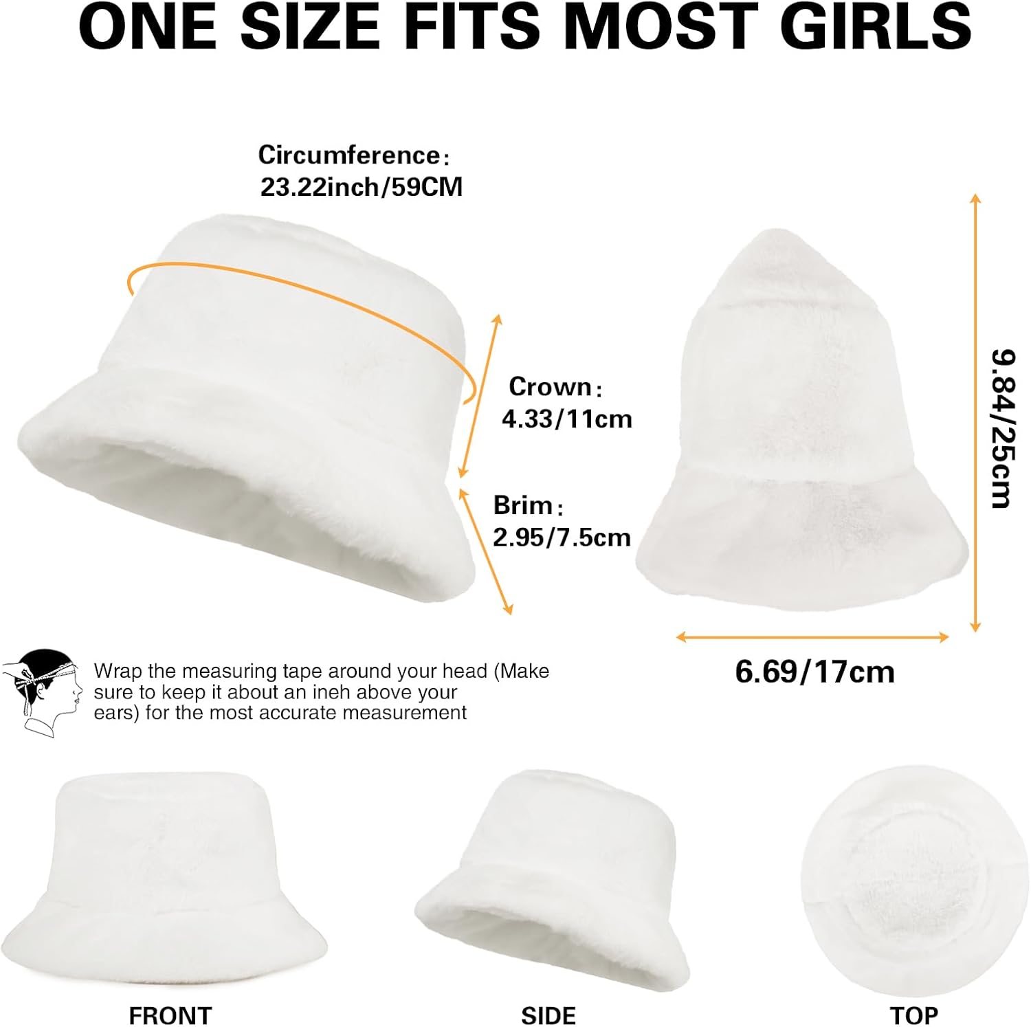 Winter Faux Fur Bucket Hat, Fluffy Fuzzy Warm Hats, Plush Fisherman Cap, Furry Puffy Hats for Women - Image 3