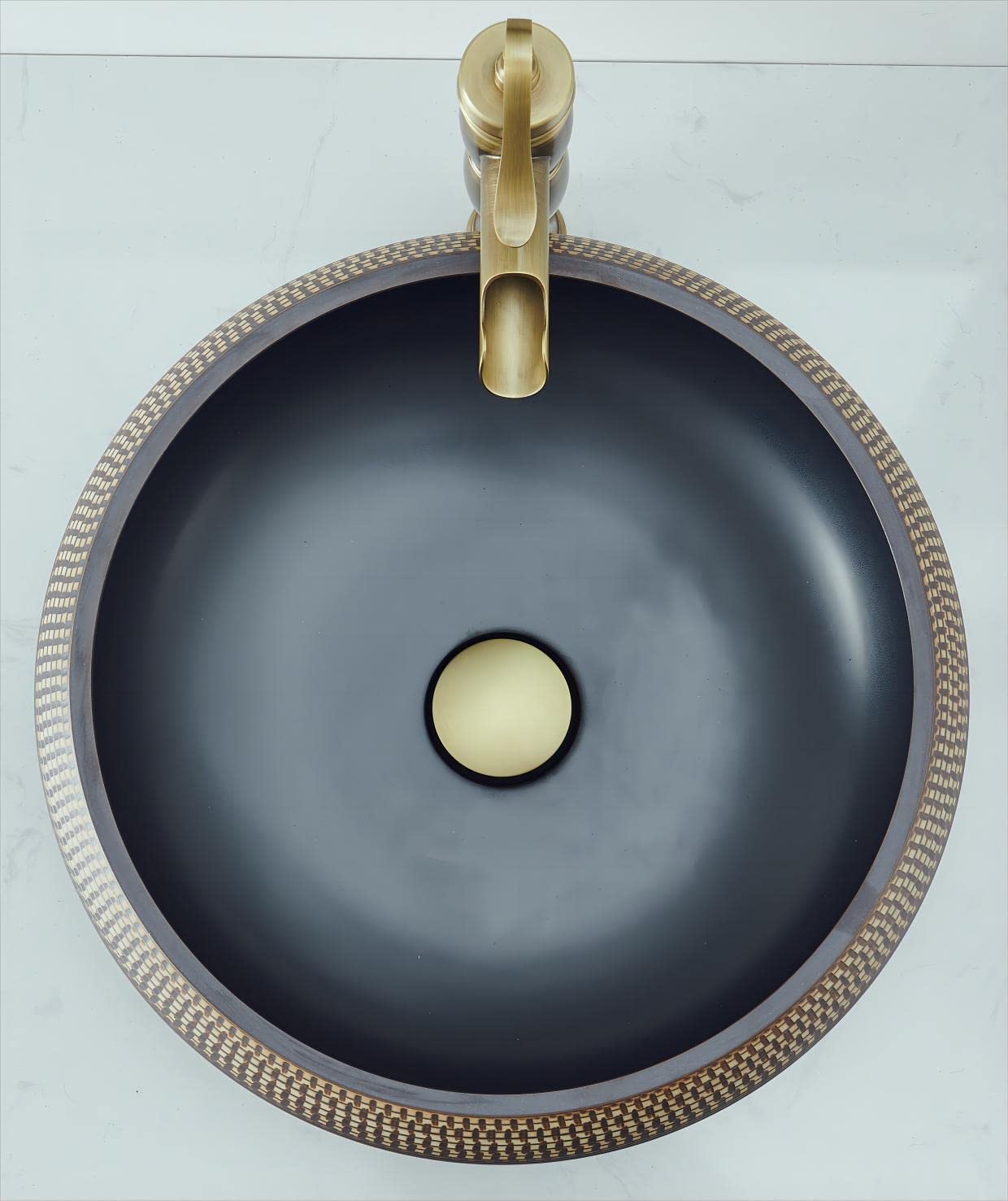 Lavabo de cerámica para baño FCH433, redondo, 420 x 150 mm, hecho a mano…