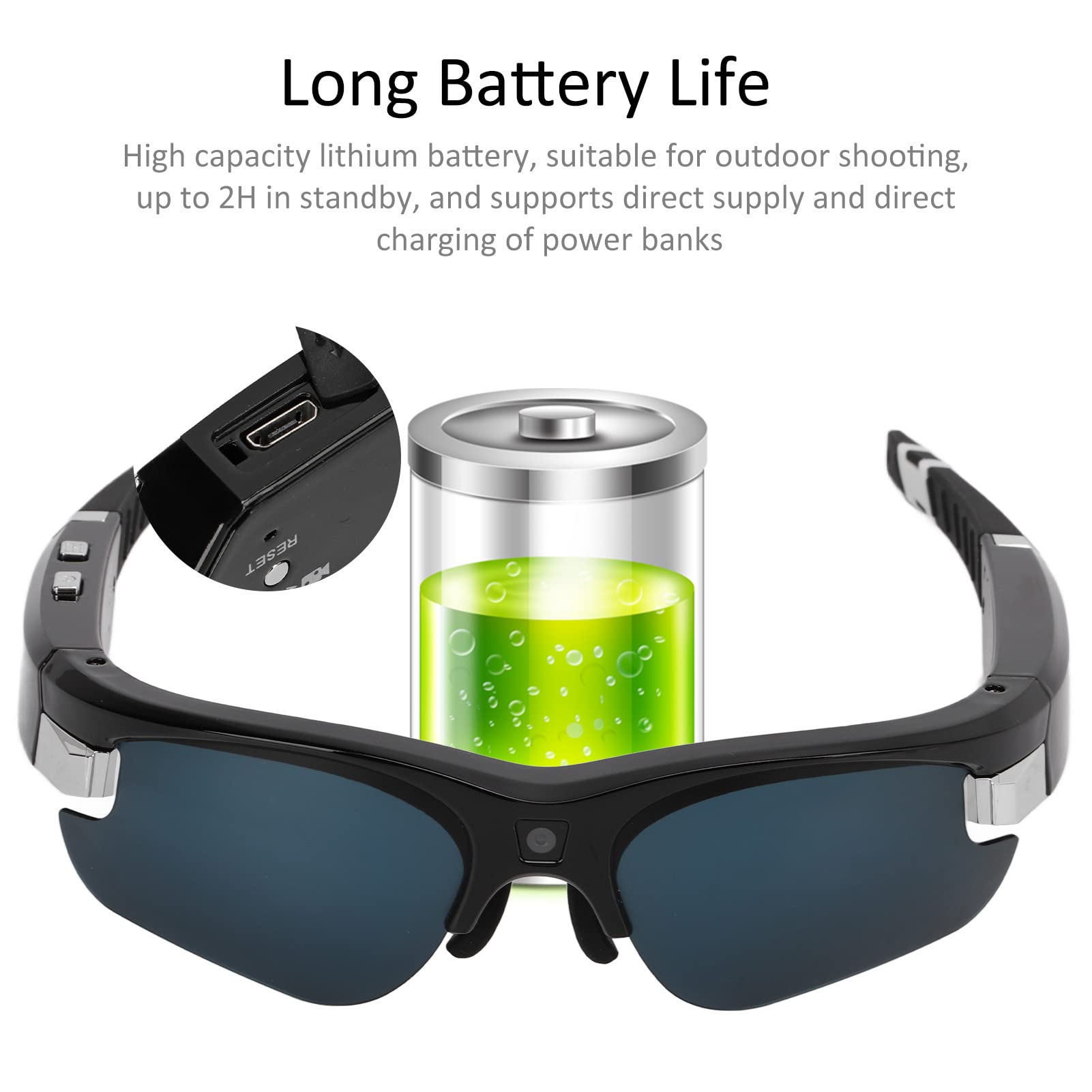 Lunettes De Soleil Caméra Vidéo HD 1080P 30FPS étanche Espion Sport Lunettes De Soleil Caméra Cachée Vidéo Lunettes De Soleil, Lunettes De Soleil D'enregistrement Vidéo Intelligentes Pour les Sports R