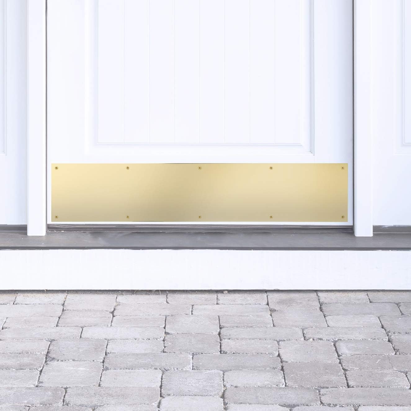 National Hardware Brass Kickplate for Front Doors, 6"x30" Brass Door Plate for Exterior Doors Like Front, Back, or Garage Doors where a Kick Plate Will Add Protection from Mud and Scratches, N270-306