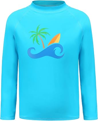 Boys Long Sleeve Rash Guard Shirts Kids UPF 50+/Sun Protection Swim Shirt Beach Sunsuits Swimwear