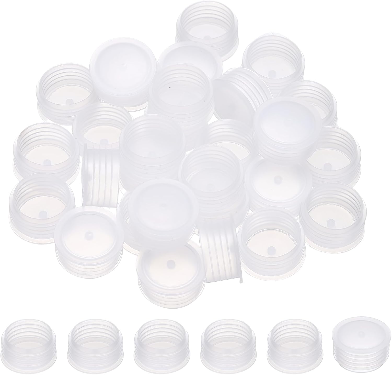PATIKIL Suit for 7mm Plastic Stopper Replacement Plug Cap, 100 Pcs Press-in Bottle Adapter Salt Stoppers Plugs Plastic Bottle Caps for Lab Home Cosmetics Shampoo Essential Oil, Clear