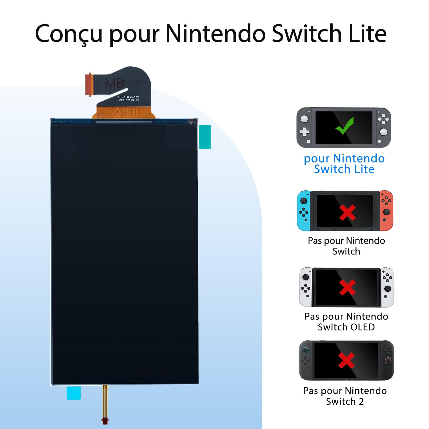 Wigearss Écran LCD de Remplacement et Kit d'outils de Reparation pour Nintendo Switch Lite
