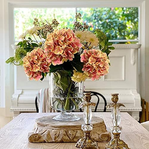 Briful Artificial Hydrangeas Real Touch Fake Hydrangea Flower Pick 3D Print Faux Hydrangea Head with Stem for Flower Arrangement,Home Wedding Decoration 2 PCS - Image 5