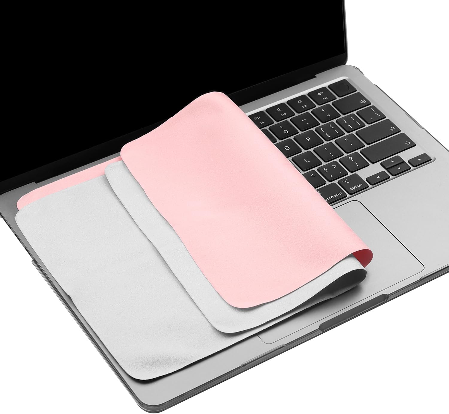 MUBUY-GOL 2 Pack Microfiber Liner Cleaning Cloth 13" with Screen Keyboard Imprint Protection, Laptop Keyboard Protector Compatible with MacBook Pro/AIR 13" and MacBook Pro 14"-(Grey+Pink)