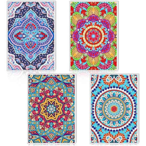 Mooliwe 4 Pcs Diamond Painting Notebook for Adults DIY, Mandala Boho