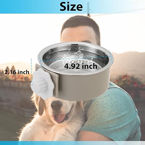 Miniatura 6 de 4 piezas de jaulas para perros, de acero inoxidable extraíble, perrera para colgar alimentos y agua, tazón para cachorros, perros medianos, gatos,