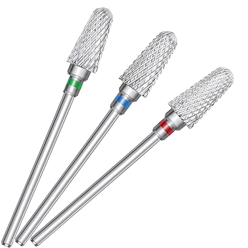 ASWEINA Juego de 3 brocas de uñas para uñas acrílicas, 332 pulgadas, brocas profesionales de tungsteno, accesorios de arte de uñas, herramientas de