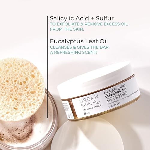 Miniatura 2 de Urban Skin Rx Clear Skin - Barra limpiadora de tratamiento diario 3 en 1, exfoliante + máscara aclaradora, reduce el exceso de aceite, limpia los