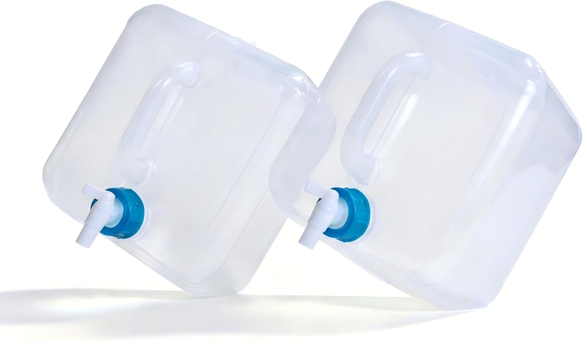 ASEVAT 2 Pcs 2.6Gallons Water Storage Cube, BPA-Free Collapsible Water Container with Spigot, Leak-Proof Food-Safe Portable Water Jug for Camping, Hiking, Backpacking & Emergency Survival Kits