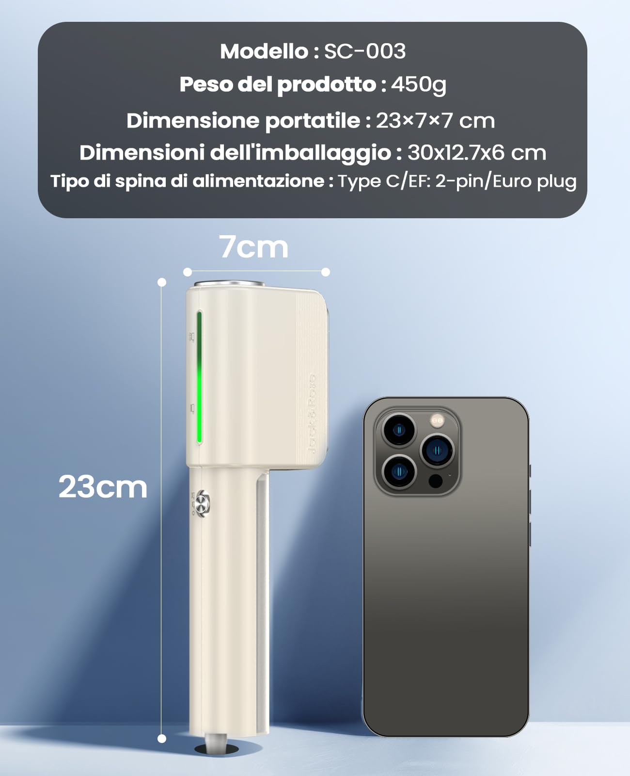 Jack & Rose Piastra a vapore per viaggi, ultraleggera e portatile, riscaldamento rapido 15s, 110-240 V, doppia tensione, 1000 W, ferro da stiro a vapore 2 in 1, mini ferro da stiro da viaggio
