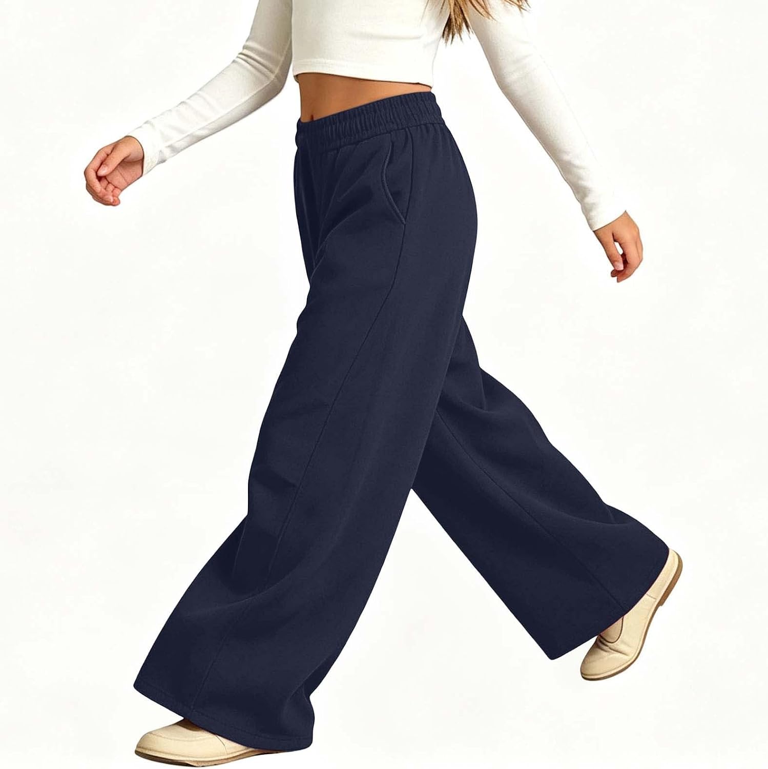 Teen Girls Boys Barrel Sweatpants High Waist Fleece School Pants