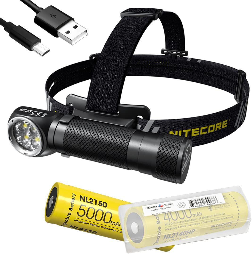 HC35 2700 Lumen USB Rechargeable L-Shape Detachable Headlamp Flashlight, Additional Power Source and LumenTac Organizer