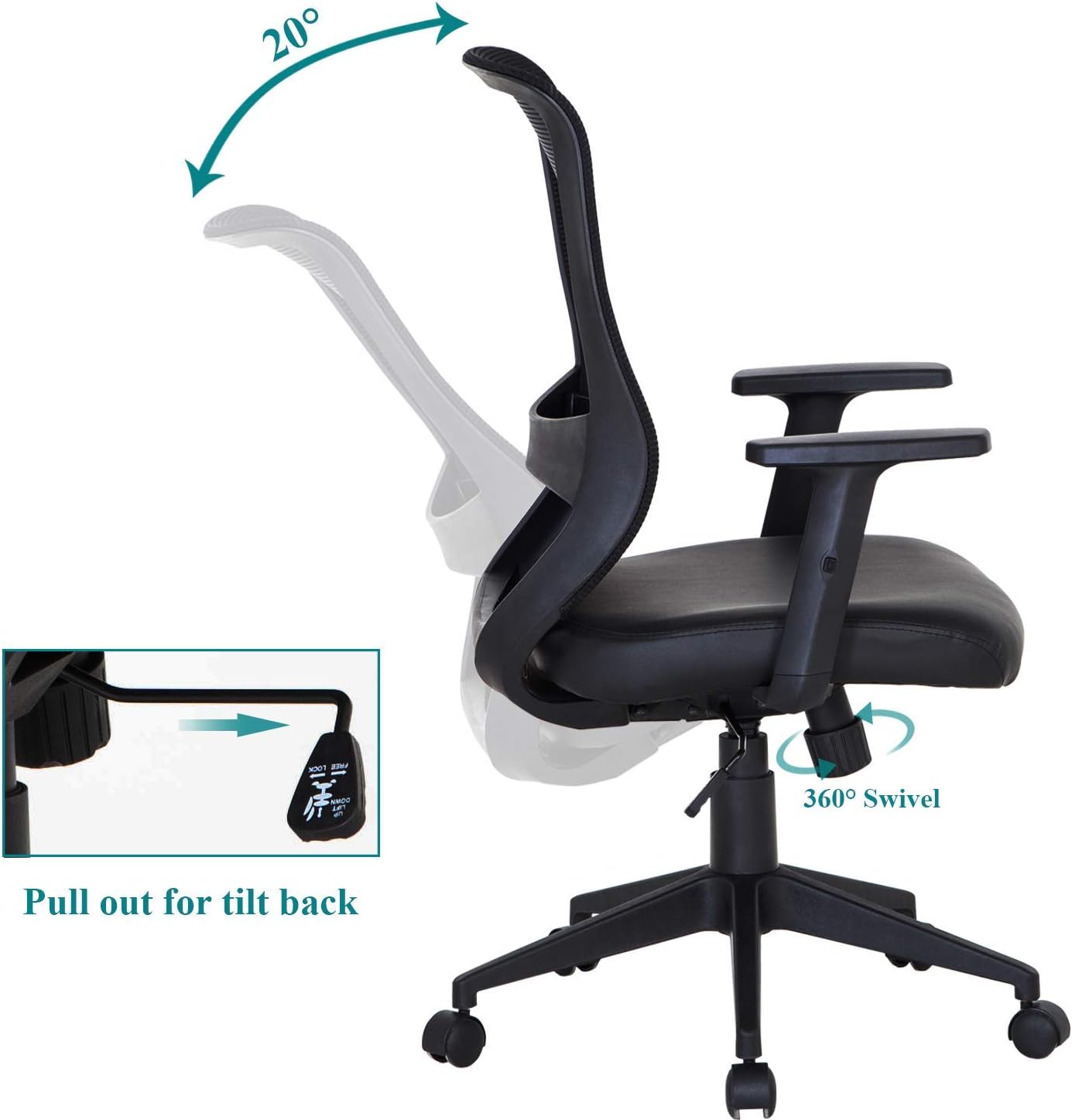 Tор Rаtеd VECELO Office Computer Desk Chair with PU Padded Seat Cushion, Adjustable Armrest, Ergonomic Lumbar Support for Task Work, Black Amаzіng 🔥 VECELO Office Computer Desk Chair with PU Padded Seat Cushion, Adjustable Armrest, Ergonomic Lumbar Support for Task Work, Black