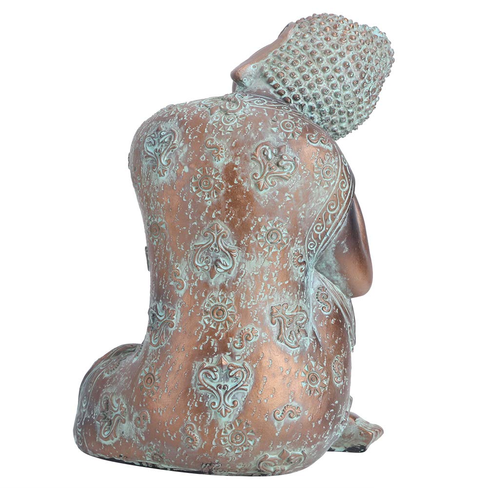 Zen Light Statua di Buddha Meditazione in Resina Antica - Decorazione Zen - 17 x 12,5 x 23 cm