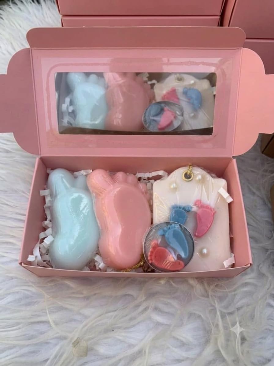 divine senses Baby Shower Hamper is a Beautifully 1 Wax Sachet 1 Tea Light 2 Baby Feets soap it is a Handmade Boutique Item Perfect for Gifting-image-19