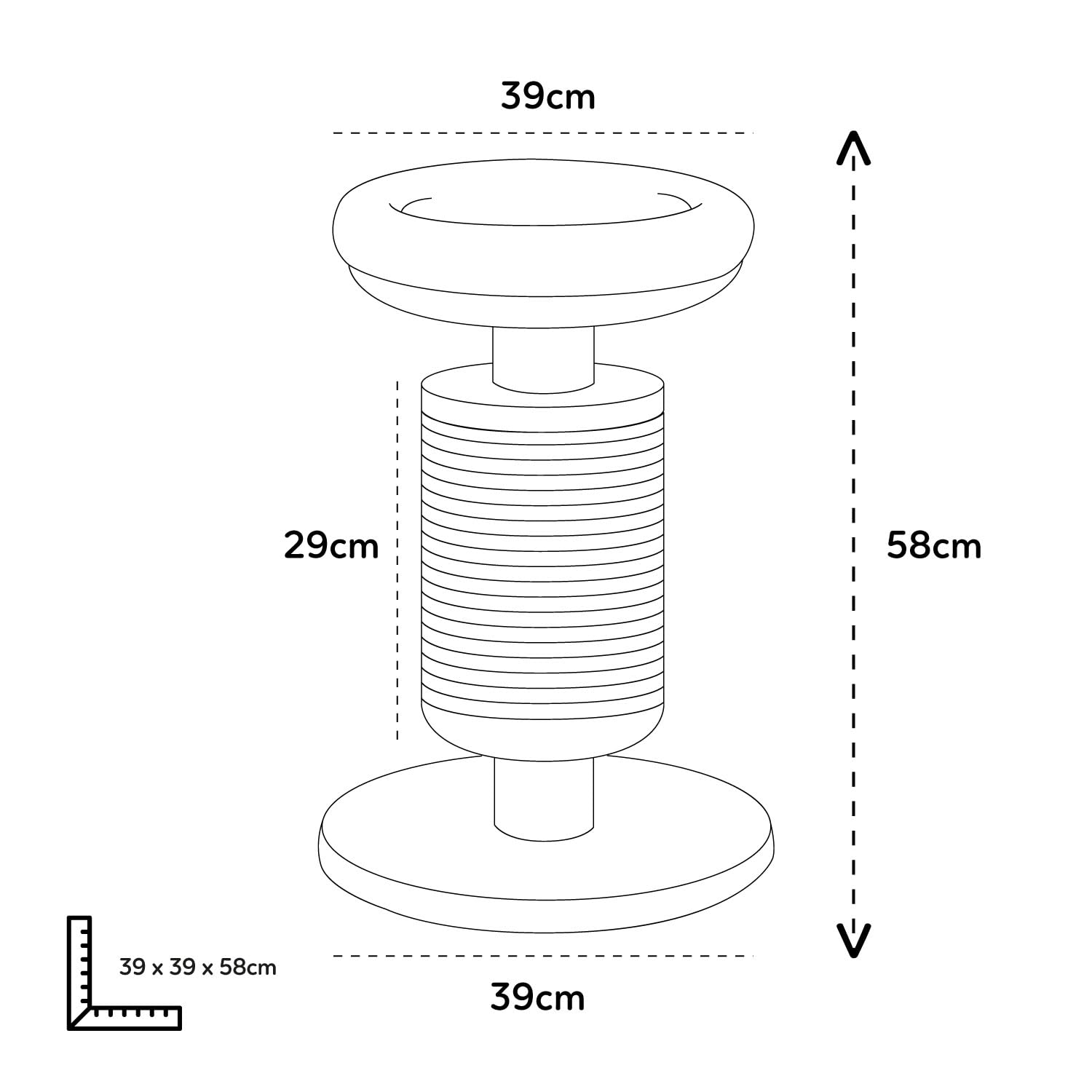 Aqpet Tiragraffi in Sisal e tessuto con piattaforma, Alto 58 cm per il massimo divertimento del tuo gatto, Colore Grigio