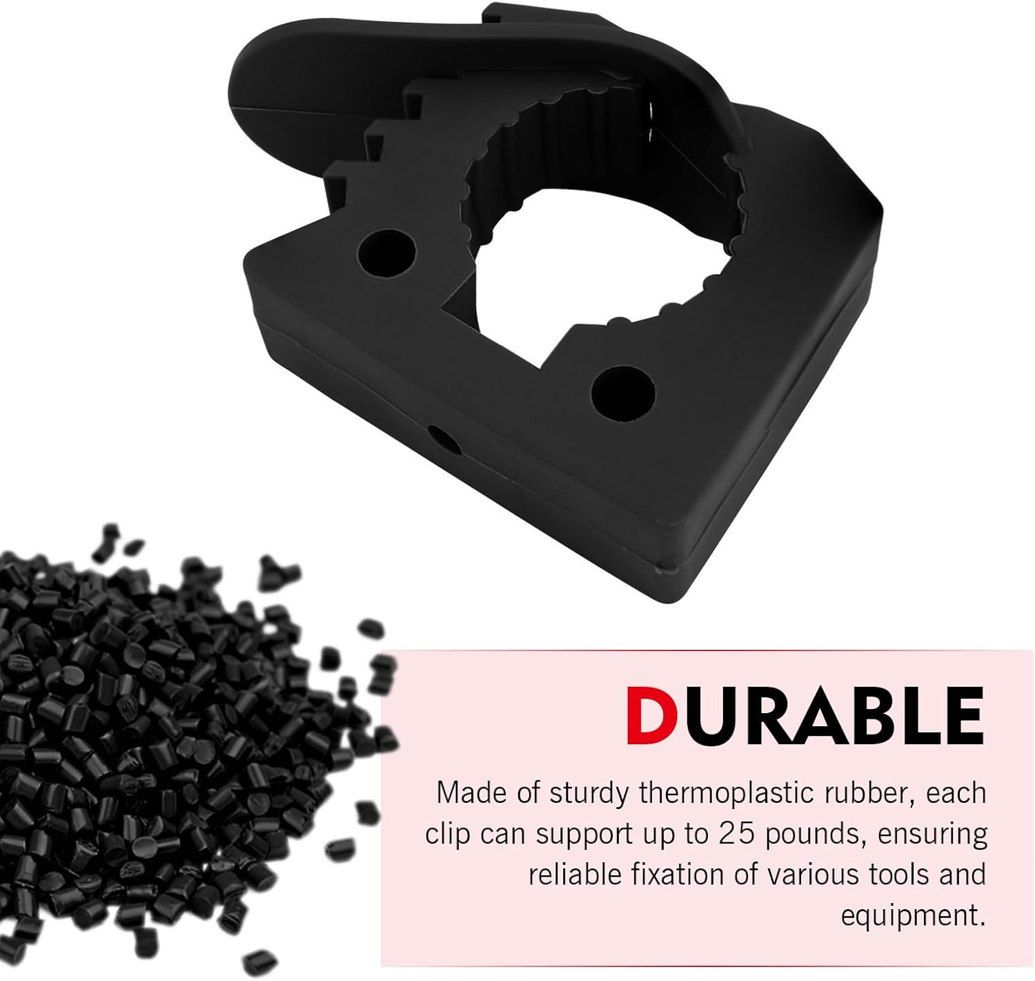 4 PCS Quick Release Rubber Clamp Mount Kit, Fits 1-1/5" to 1-1/2" Diameter Tool Handles, Adjustable Fist Mount Clamps, Universal for Trucks UTV ATV Offroad RV Boat (Black)