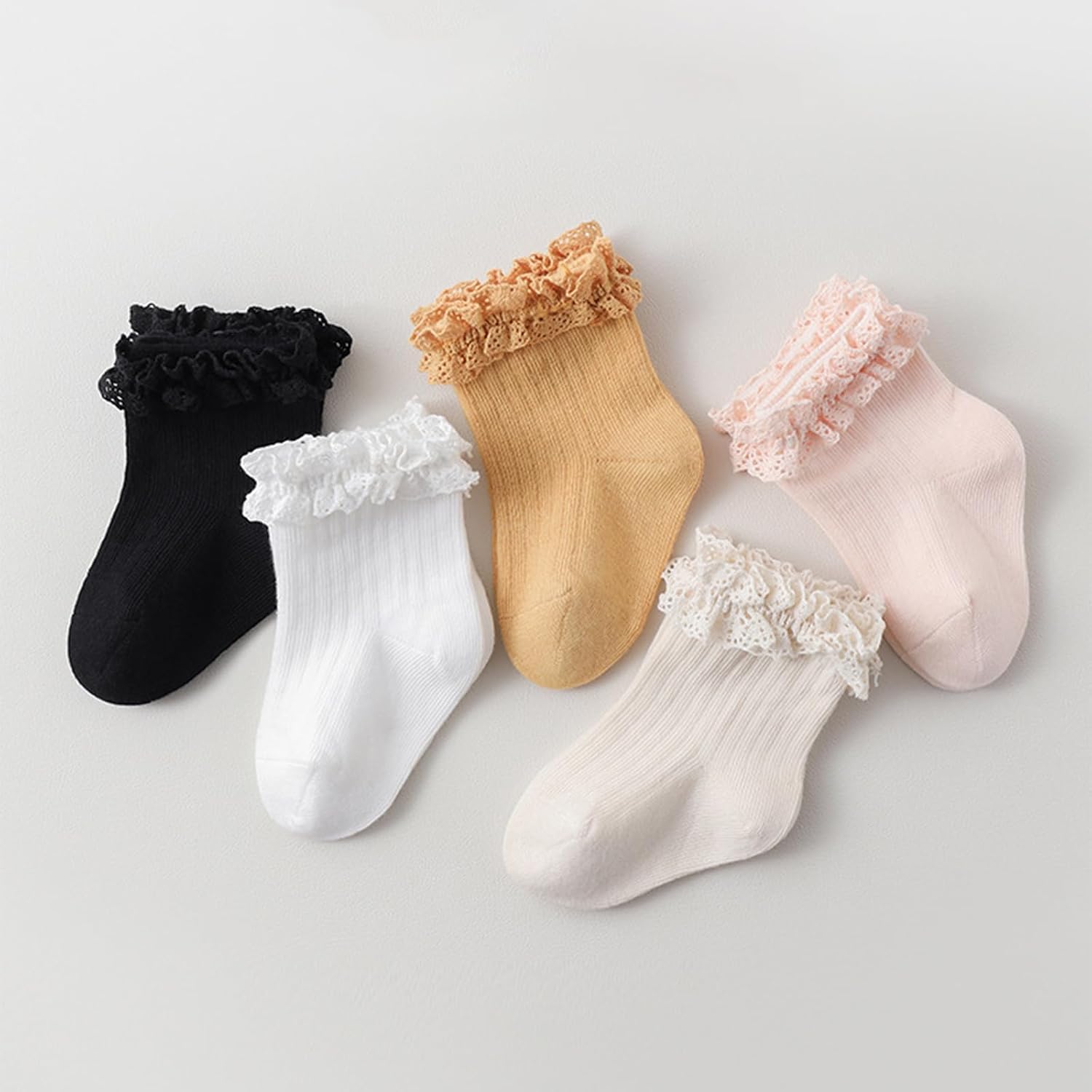 Toddler Socks Baby Princess Little Girls Lace Flower Stripe Crew Socks