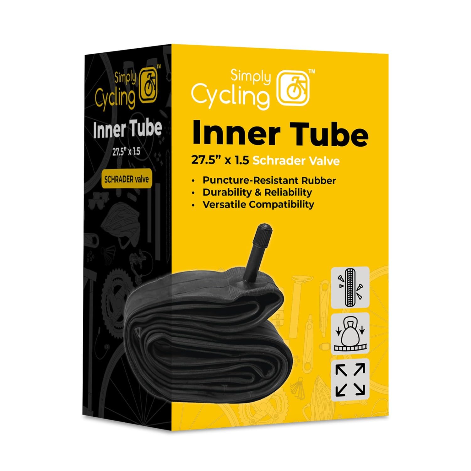 Simply Cycling Bicycle Inner Tube SV 27.5 Inch x 1.15, Schrader Valve 650B Butyl Rubber Tube for MTB Cross-Country Bikes, Air Leakage Tested