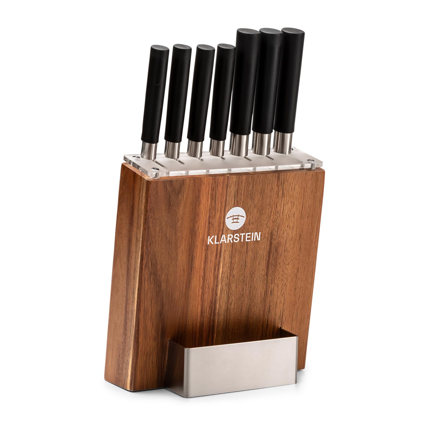 Klarstein Coltello da cucina, set di 7 coltelli da cucina professionale con blocco, set di coltelli e utensili da cucina in acciaio inox, kit di supporto blocchi coltelli professionali, resistenti ai