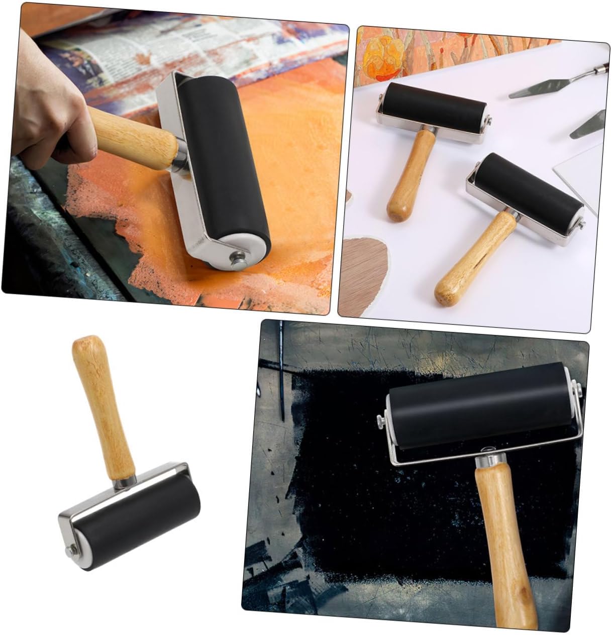 Veemoon 3pcs Printmaking Ink Roller for Smooth Application Versatile Handheld Rollers for Projects Crafting and Art Printing Easy to Clean and Use