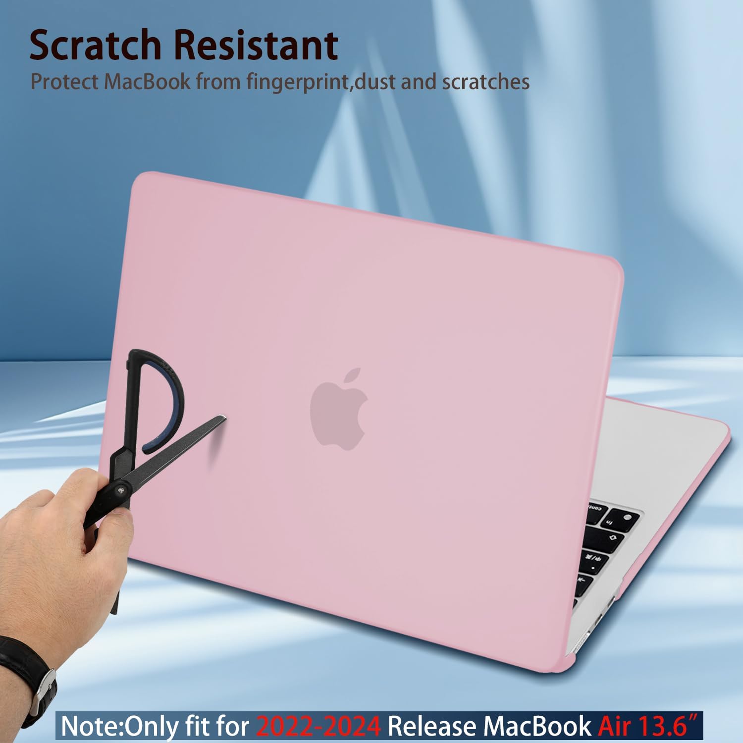 Compatible with New MacBook Air 13.6 inch Case 2022 2024 2025 M2 M3 M4 A2681 A3113 A3240, Plastic Hard Shell Case Keyboard Cover Screen Protector USB C Adapter, Chalk Pink