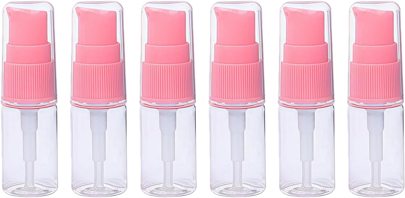 erioctry 10ML Portable Empty Refillable Bottle Cream Shampoo Lotion Treatment Pump Bottle with Cap Travel Bottles Toiletries Liquid Container for Cosmetic Make-up Pack of 6