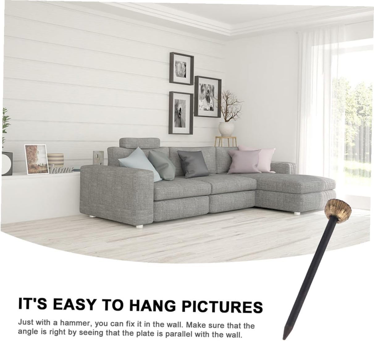 Toddmomy 100pcs Black Frame Hangers Picture Hooks Nails Picture Hanging Hardware for Drywall Walls Home Art Frames