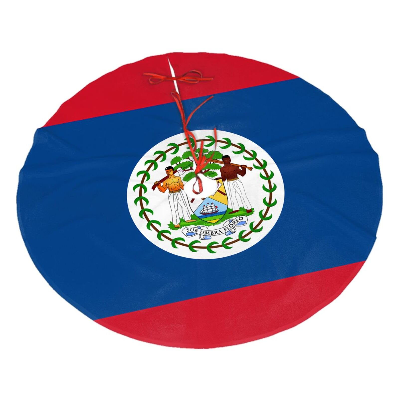 Belize Flag48 Christmas Tree Skirt Christmas Plush Tree Skirt Indoor and Outdoor Decoration