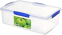 Sistema Klip It 7L Airtight Stackable Food Storage Container, BPA-Free Clear with Blue Clips - Keeps Food Fresh