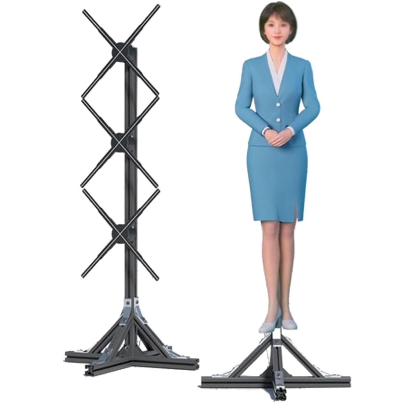 Wentylator Holograficzny 3D Ze Stojakiem, Projektor Reklamowy Holograficzny Na Imprezy, 56 Cm, 3 Panele, 62 Cm * 3 Szt.