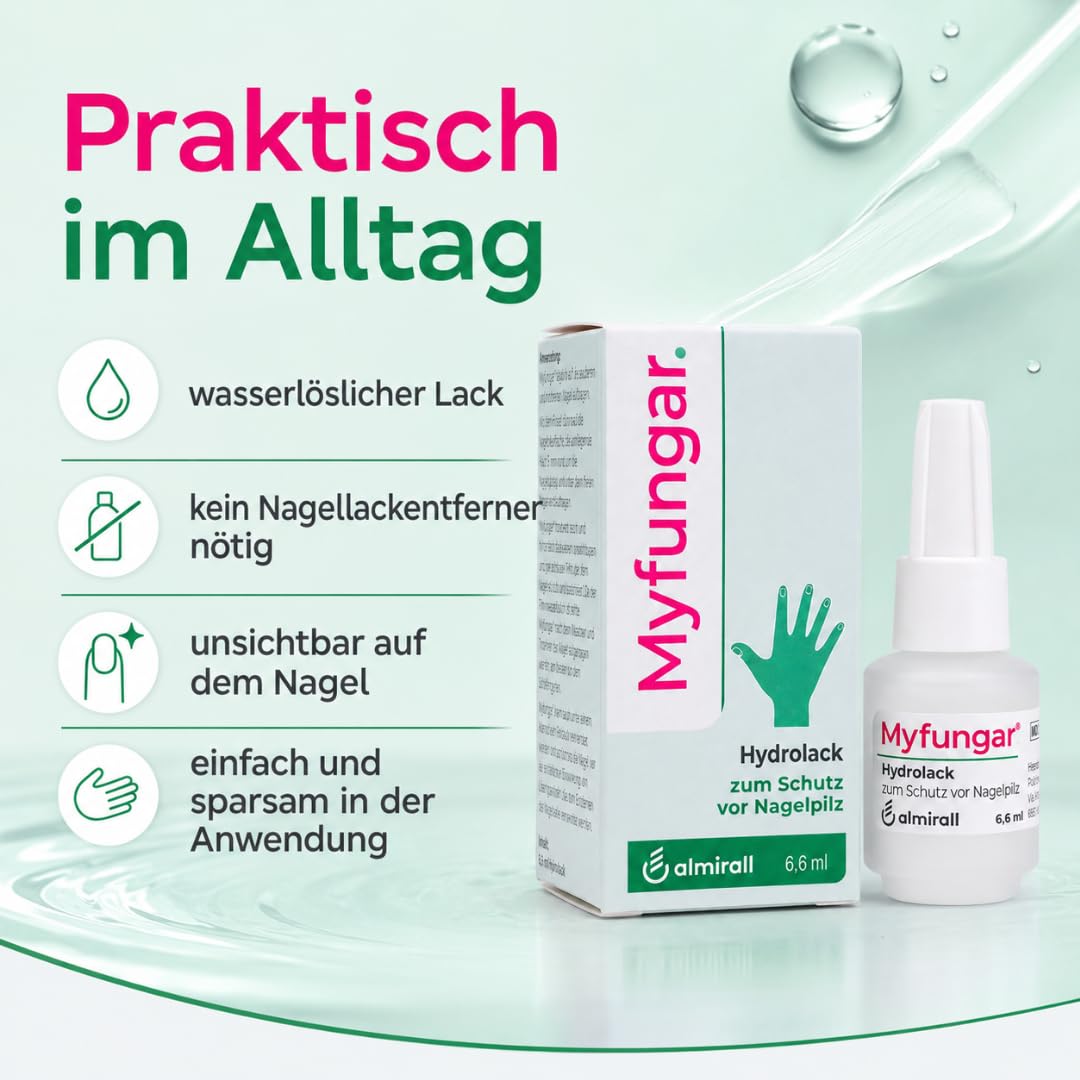 Hydrolack 6,6 ml I Nagellack für Fuß- & Fingernägel I mit Pharma Perle (3x) | täglich anwendbar, wasserlöslicher Schutzfilm, Nagelpflege