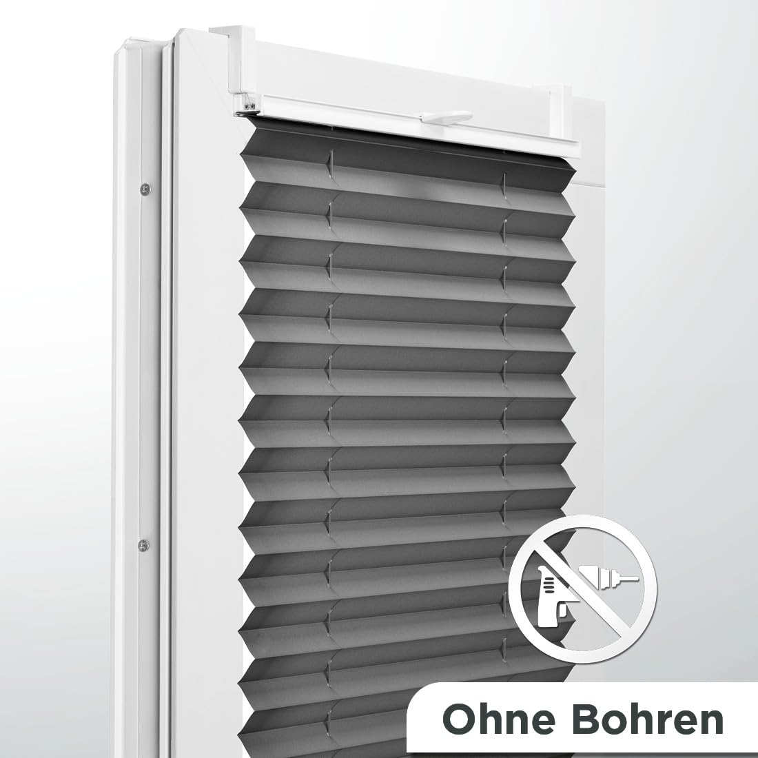 Fenster DEKOR - Plissee Klemmfix ohne Bohren Breite 120 cm x Höhe 140 cm - Fenster Plissees innen Schwarz - Faltrollo Blickdicht - Faltrollos einfach zu montieren