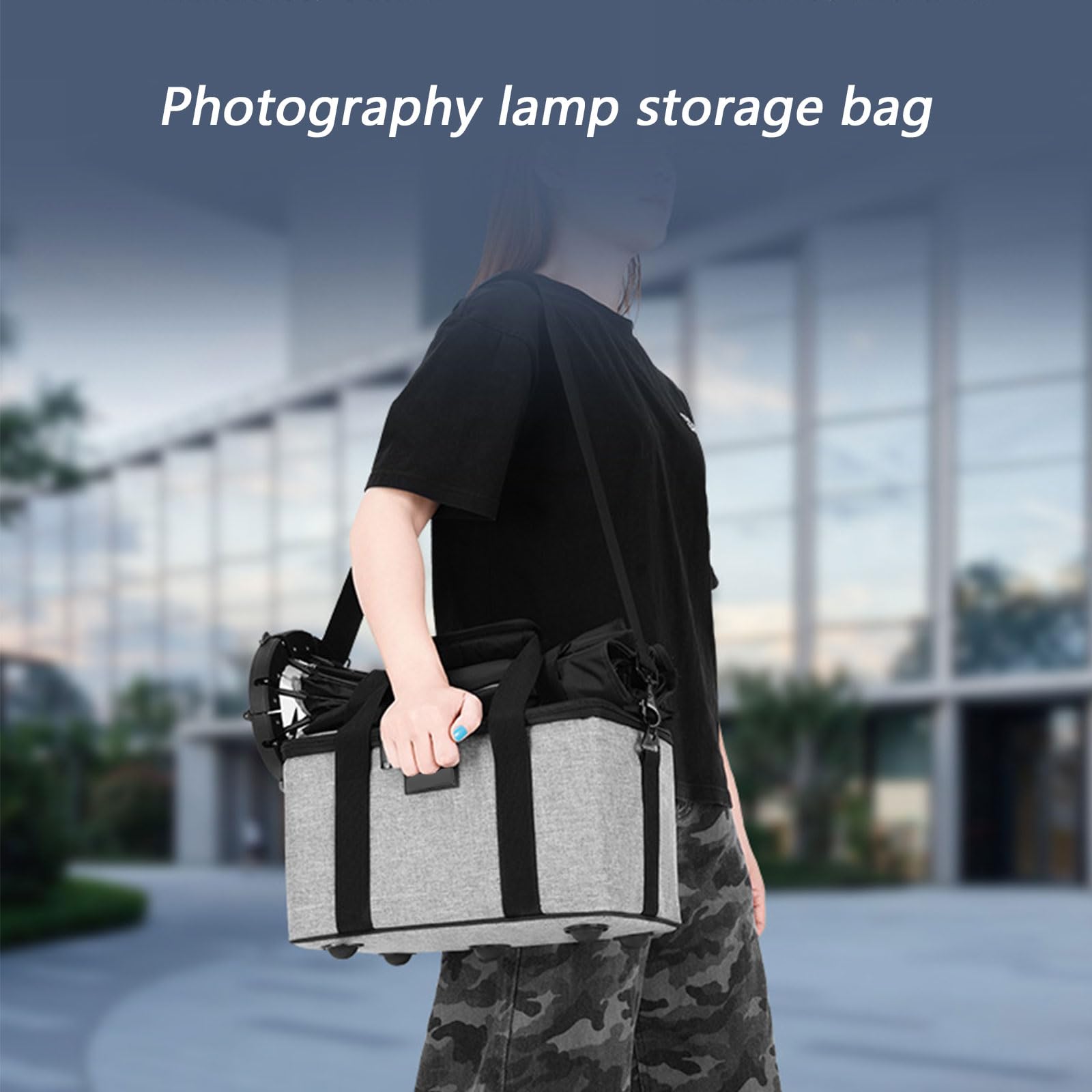 Bolsa protectora de almacenamiento de luz para fotografía hecha de lona con separadores acolchados para guardar luces de cámara y accesorios, bolsa de equipo de fotos