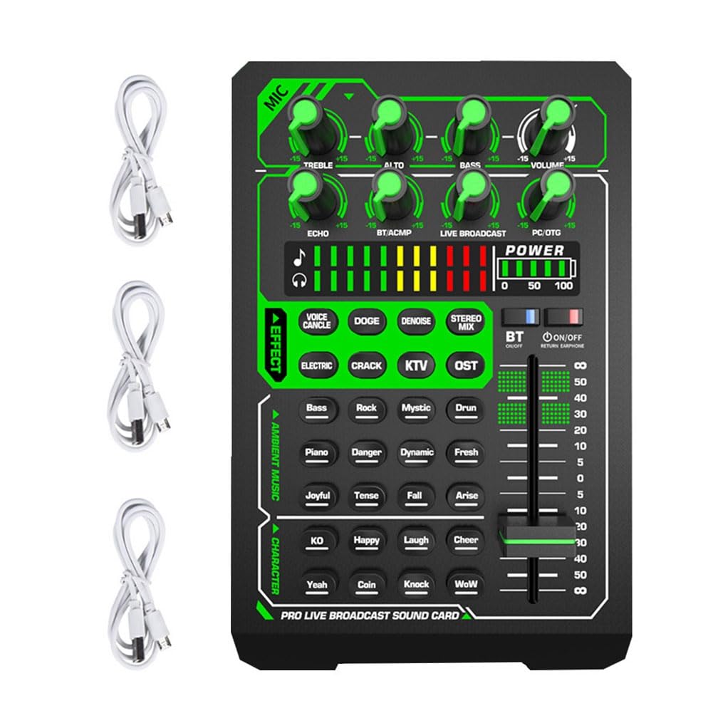 Scheda audio di registrazione dal vivo con microfono Bluetooth, mixer, cambia voce e mixer di trasmissione in diretta all'aperto.