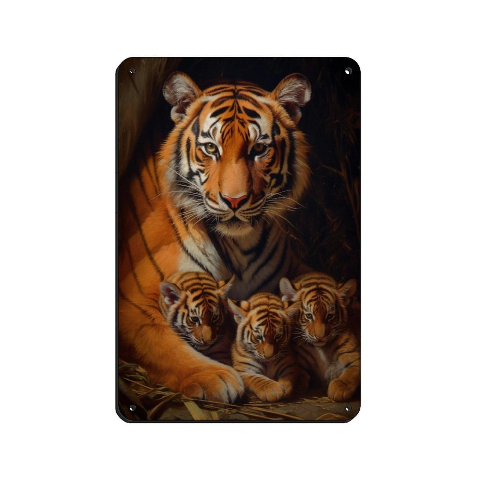 Lxwnze 20L X 30W Cm Tiger Mama（1） Tin Sign Vintage Metal Pub Club Cafe Bar Home Wall Art Decoration Poster Retro 8X12inch(20X30cm)
