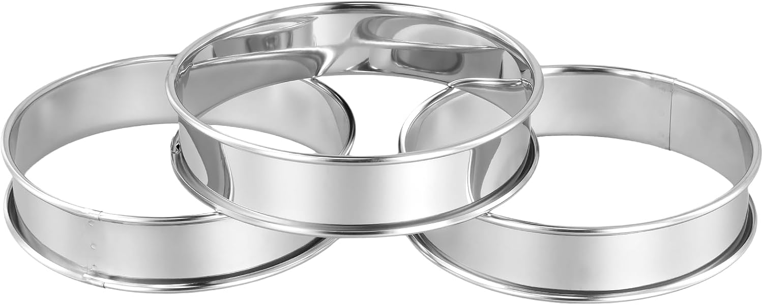 PINGEUI 30 Pack 4 Inches English Muffin Rings, Stainless Steel Round Crumpet Rings,Silver Double Rolled Baking Tart Rings for Dessert